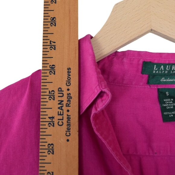 Lauren Ralph Lauren Pink Linen Shirt S Utility Button Down Coastal Chic - Picture 7 of 8